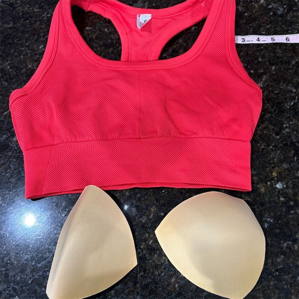 90 Degree by Reflex Sports Bra Womens XL Orange Ribbed Racerback Pads